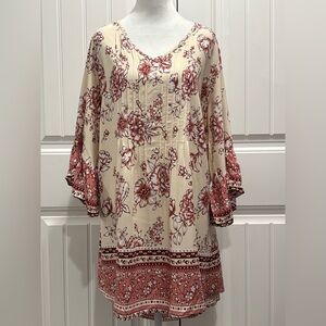 Avenue Cream and Pink Floral Blouse Size 18